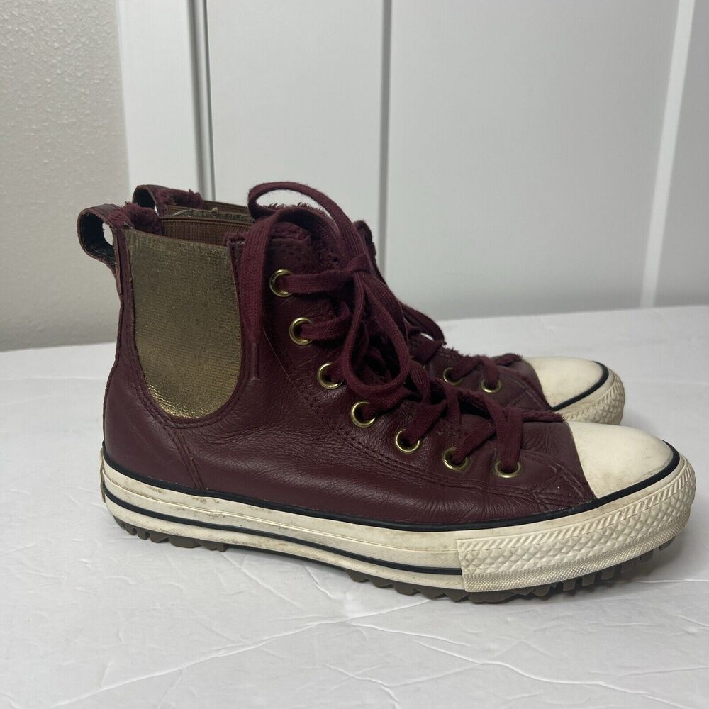 Converse All Star Chelsea Chuck Taylor Maroon Leather Hi Top Sneakers size 7.5